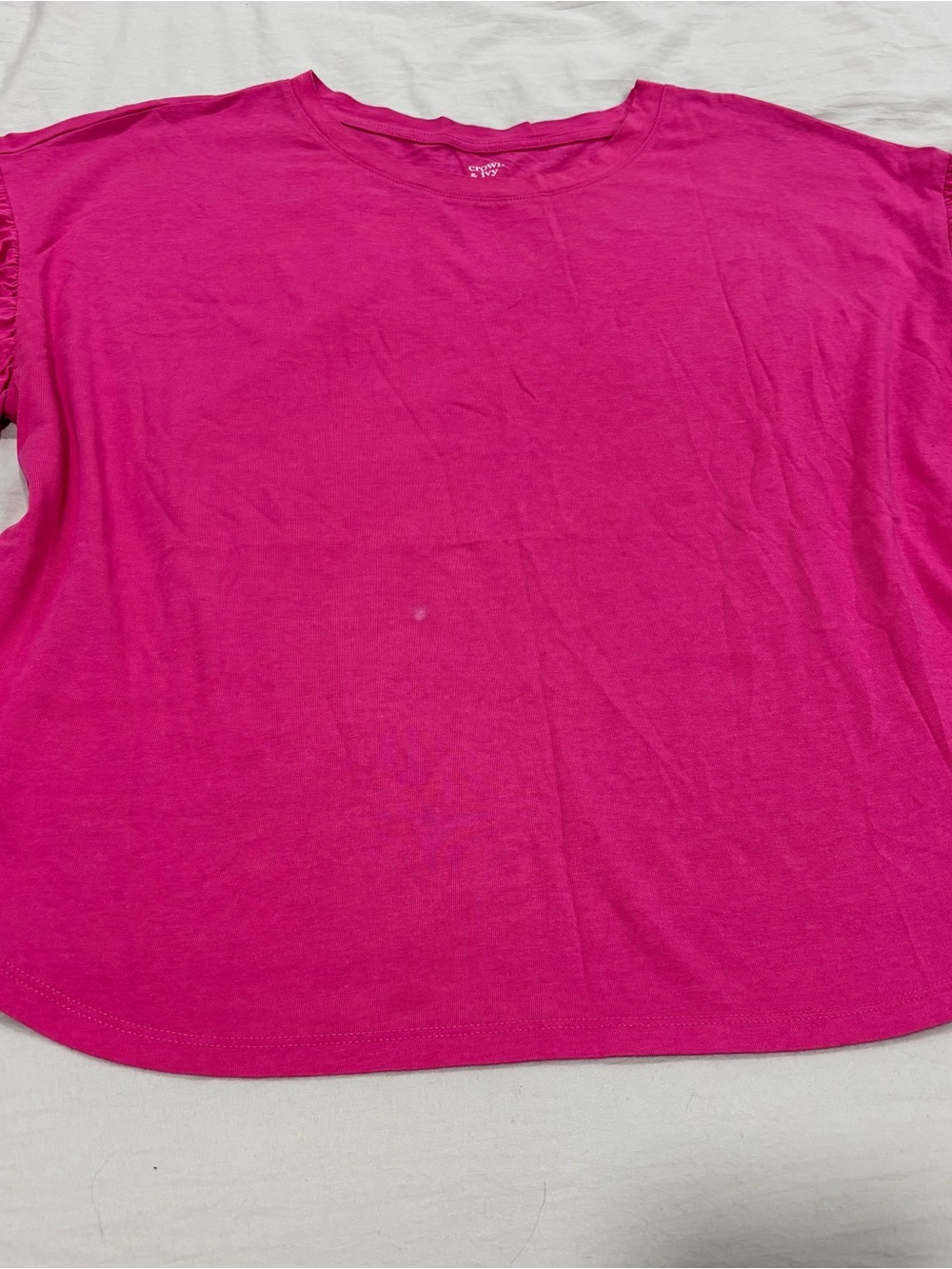 Crown & Ivy Women’s Petite XL Hot Pink Ruffle Sleeve T-Shirt Top